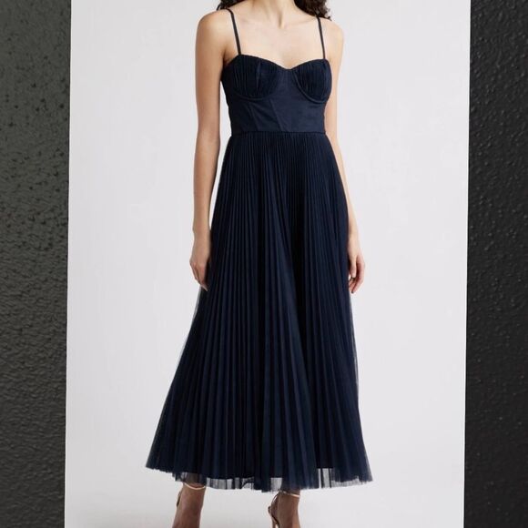 Hutch Amara 12 NEW Navy Tulle MIDI corset Dress (V1) Reg. $348